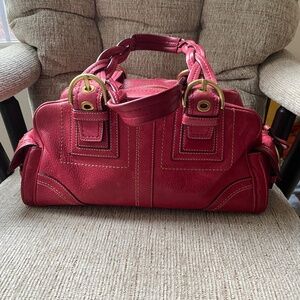 Coach SoHo Braided Lipstick Red Leather Handbag Shoulder Bag E06S-10048 EUC